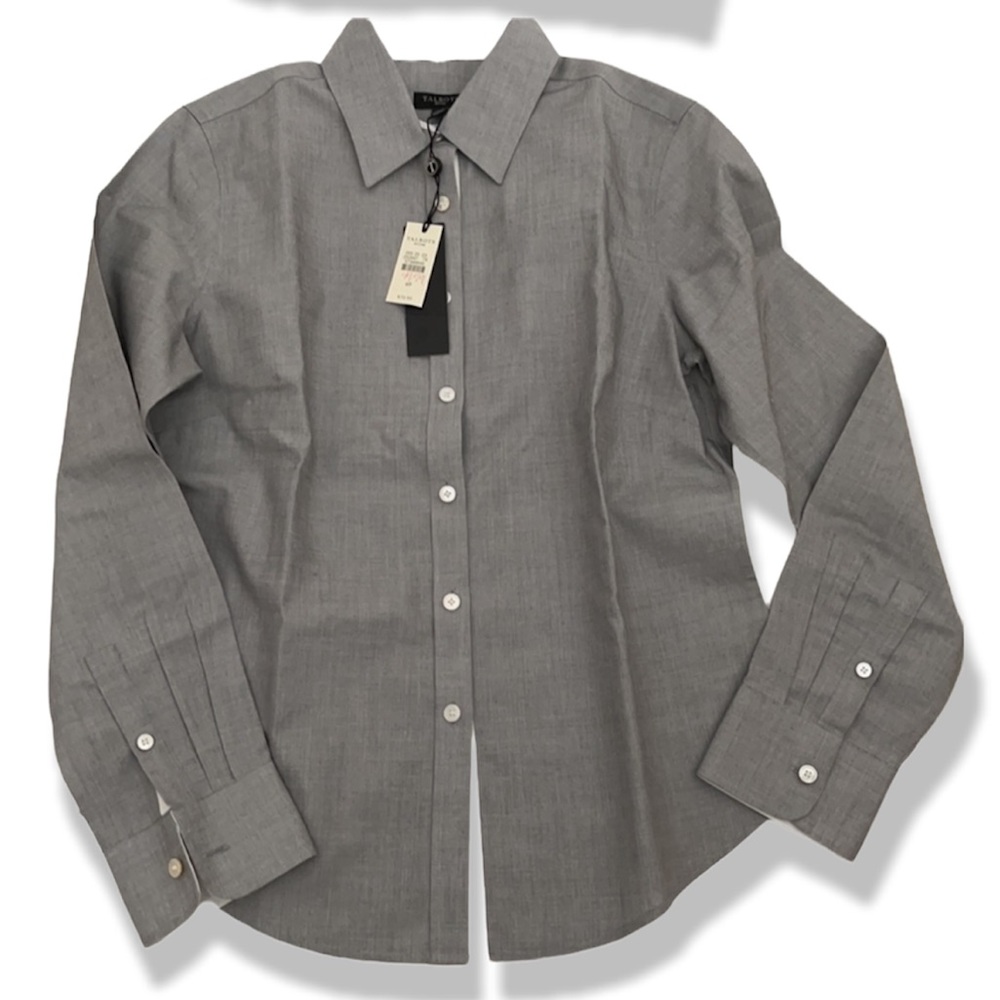 NWT Talbots blue/gray wrinkle resistant button down tailored blouse